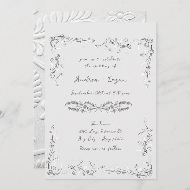 Convites Whimsical  Wedding Dinner (Frente/Verso)