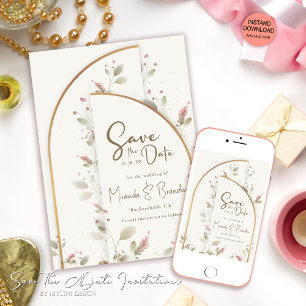 Convites Whimsical Wildflower Boho Casamento Salvar Data