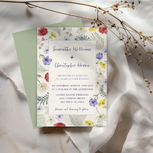Convites Whimsical Wildflower Ecru & Sage Wedes