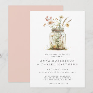 Convites Whimsical Wildflower Mason Jar Wedding