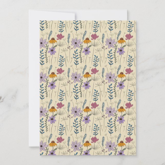 Convites Whimsical Wildflower Seamless Pattern (Frente)
