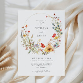 Convites Whimsical Wildflower Wedding Invitation