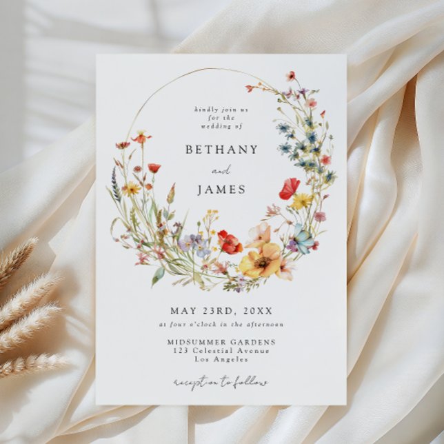 Convites Whimsical Wildflower Wedding Invitation (Criador carregado)