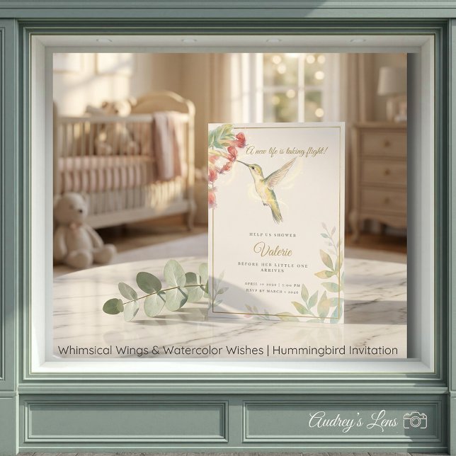 Convites Whimsical Wings & Watercolor Wishes | Hummingbird  (Whimsical Wings & Watercolor Wishes | Hummingbird Invitation)