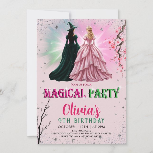 Convites Whimsical Witch Birthday Party (Frente)
