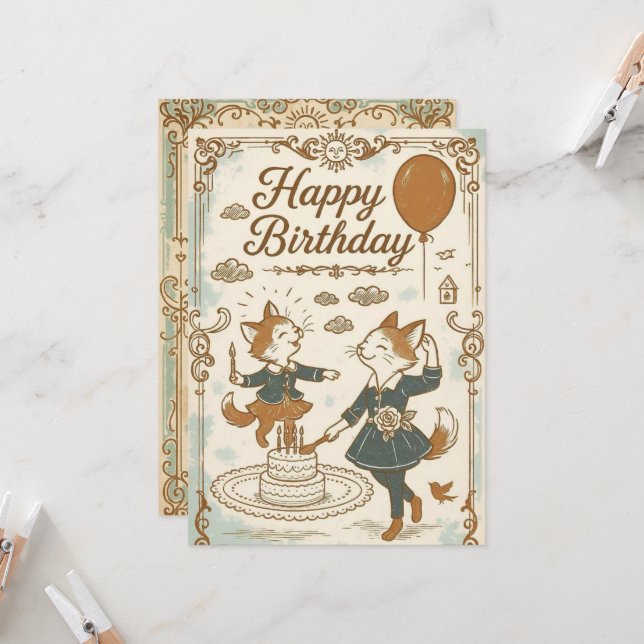 Convites Whimsical Woodland Birthday (Frente/Verso In Situ)