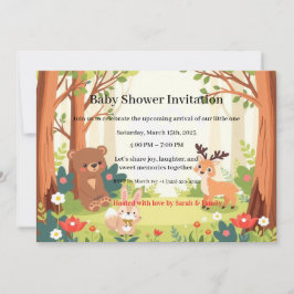Convites Whimsical Woodland Forest Friends Baby Shower