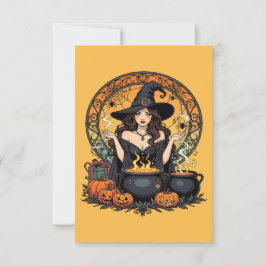 Convites Whimsically Enchanting Witch With Spiders