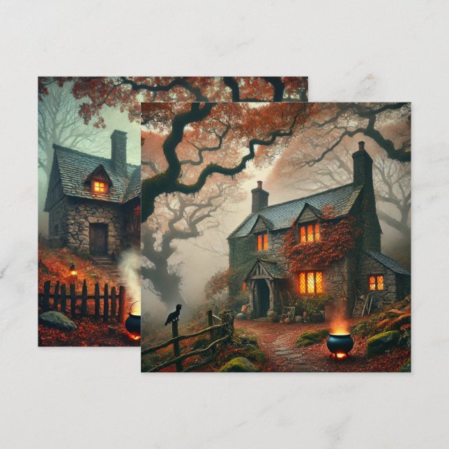 Convites Whimsigoth Cottage Automática Imprimível (Frente/Verso)