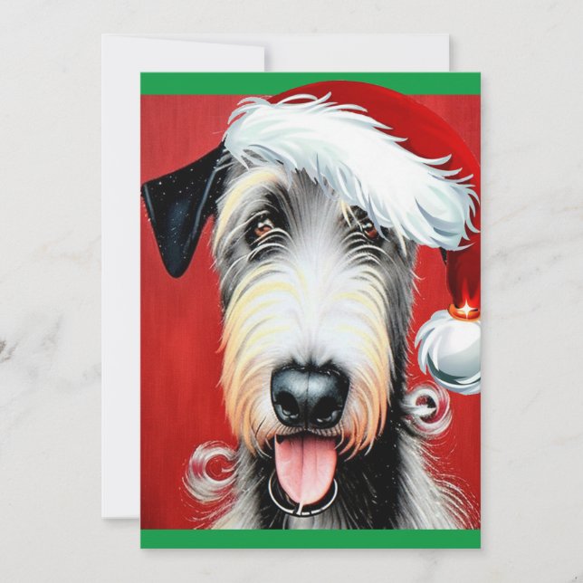 Convites Whimssic Christmas Irish Wolfhound Flat Card (Frente)