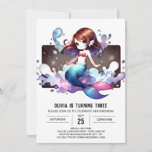 Convites Whimssic Fantasy Sereia Birthday