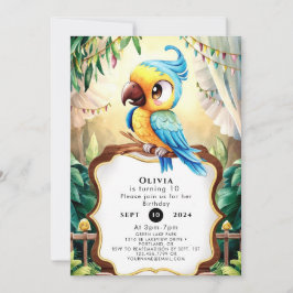 Convites Whimssius Forest Parrot Birthday