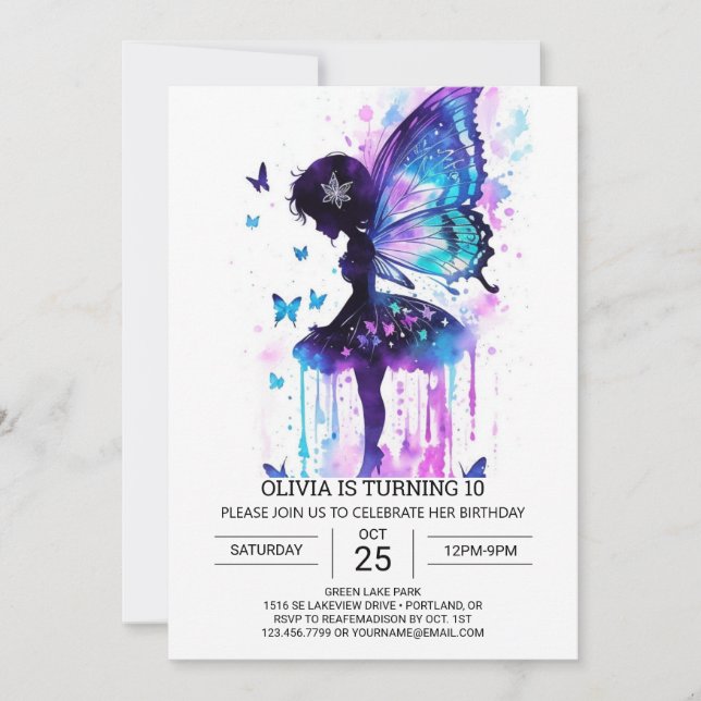 Convites Whimsso Fairy Birthday Wonderland (Frente)