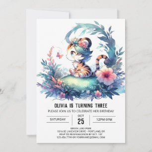 Convites Whimsy Boho Tiger Birthday