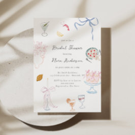 Convites Whimsy Colorful Illustrated Bridal Shower