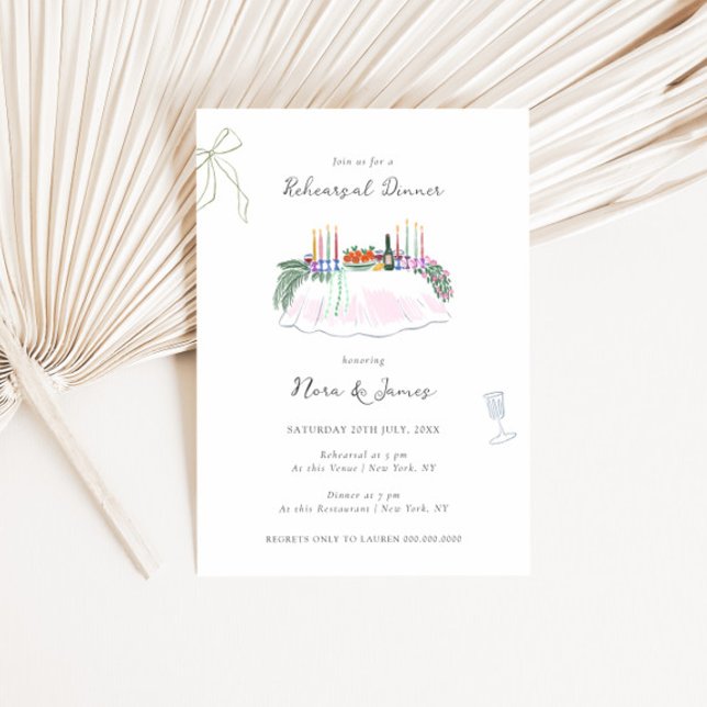Convites Whimsy Colorful Illustrated Rehearsal Dinner (Criador carregado)