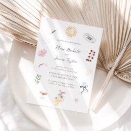 Convites Whimsy Colorful Illustrated Wedding 