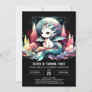 Convites Whimsy Elegant Dragon Birthday