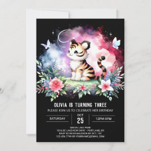 Convites Whimsy Elegant Tiger Birthday