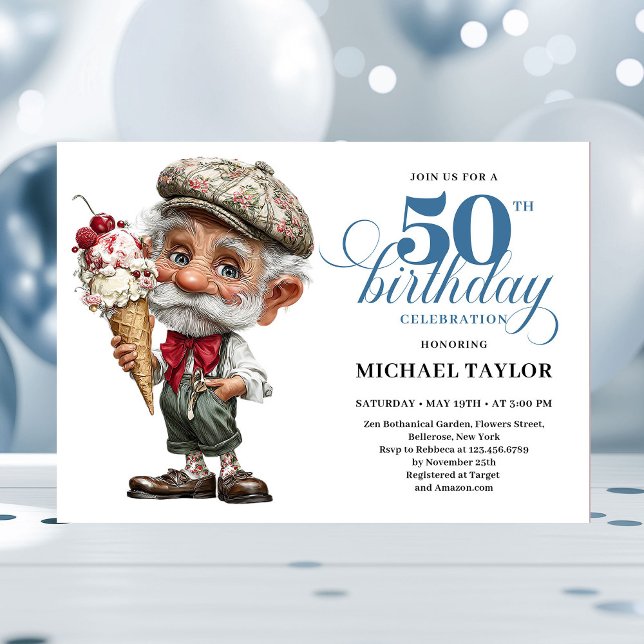 Convites Whimsy Man 50th Birthday Bash Humor Invitation (Whimsy Man 50th Birthday Bash Humor Invitation)