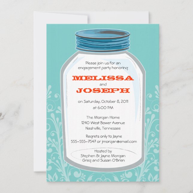 Convites Whimsy Mason Jar Festa de noivado (Frente)
