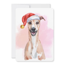 Whippet Christmas Card – Whippet Wearing Santa Hat