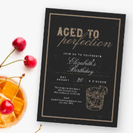 Convites Whiskey Black Aged to Perfection Birthday Party