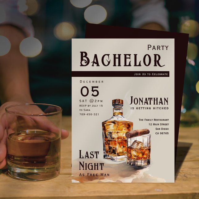 Convites Whiskey Cigar Magazine Cover Bachelor Party (Whiskey Cigar Magazine Cover Bachelor Party Invitation)