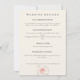 Convites Whispered Petals Minimalist Wedding Details Card