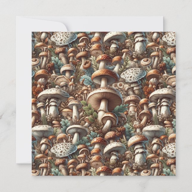Convites Whispering Woods: Padrão De Cogumelo Sem Olhos Col (Frente)