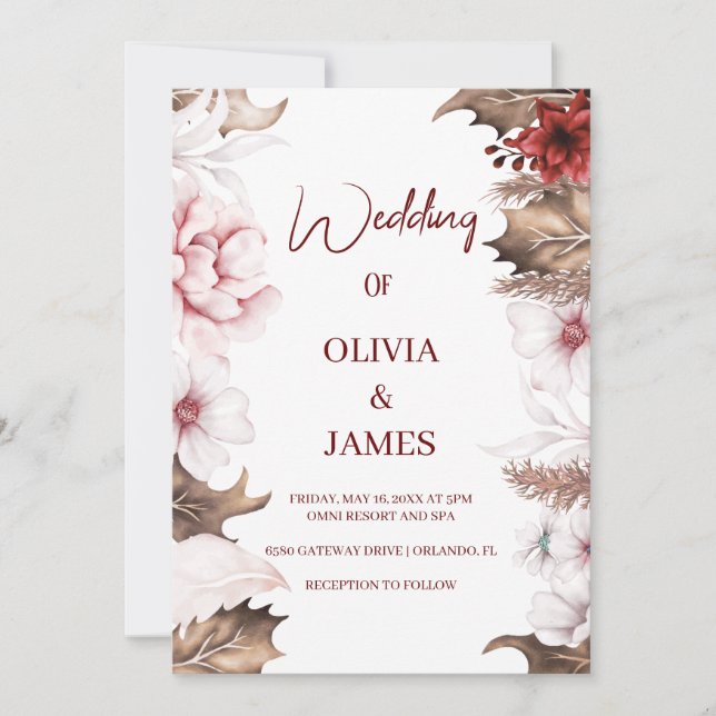 Convites Whispers De Flor Selvagem: Um Casamento De Boho El (Frente)