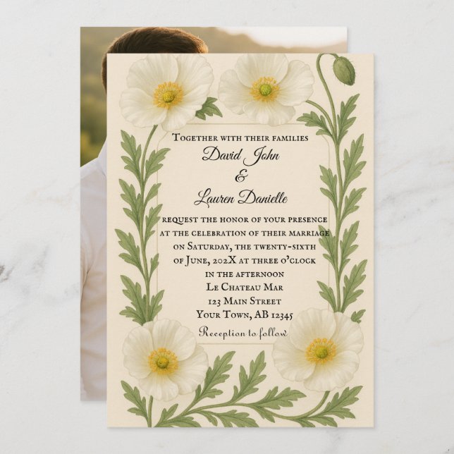 Convites Whispers of Bloom Photo Wedding Invitation (Frente/Verso)