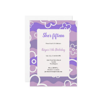 Convites Whit and purple birthday party invitation 