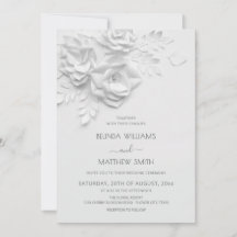 White 3D Flowers Roses Simple Wedding