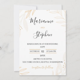 Convites White and Beige Elegant Floral Wedding Invitation