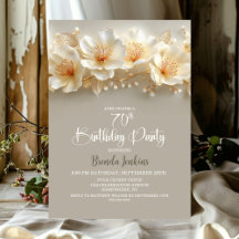 White and Gold Floral 70th Birthday Party
