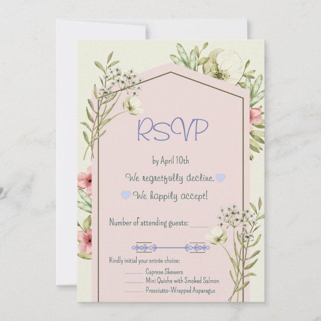 Convites White And Green Wildflowers Geometric RSVP Card (Frente)