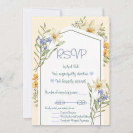 Convites White And Lilac Wildflowers Geometric RSVP Card