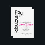 Convites White and Pink 50th Birthday Invitation<br><div class="desc">A beautiful,  Pink 50th birthday invitation you can personalize and send out for your fiftieth birthday party celebration. The words "50 and Fabulous" are set using popular typography.  Other colors and patterns are available.</div>