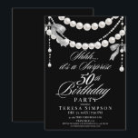 Convites White & Black 50th Birthday<br><div class="desc">Birthday party invitation elegant cute black watercolor bow with pearls modern  birthday invitation template. Elegant stylish birthday invitation is full of fun and cute design elements.</div>