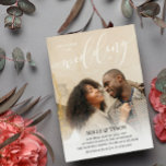 Convites White Black Junta-Se A Nós Foto De Casamento Duplo<br><div class="desc">Simples e belo lado duplo em um convite de casamento fotográfico com sua foto cobrindo o cartão de convite de casamento. Junte-se a nós para o casamento é escrito no topo da foto, com o casamento em um belo roteiro de caligrafia branca. Do outro lado, adicione outra foto e informações...</div>