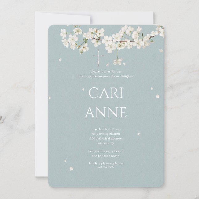 Convites White Blossoms Religious (Frente)
