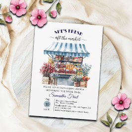 Convites White Blue Floral 'Off the Market' Bridal Shower 