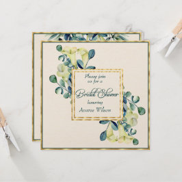 Convites White Calla Lily Eucalyptus Ivory Dourado Chá