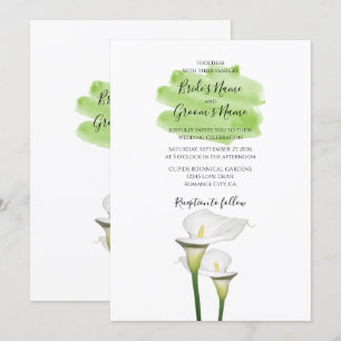 Convites White Calla Lily Watercolor Casamentos