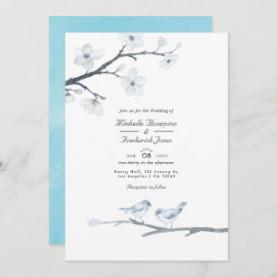 Convites White Cherry Blossoms Código QR Casamento RSVP