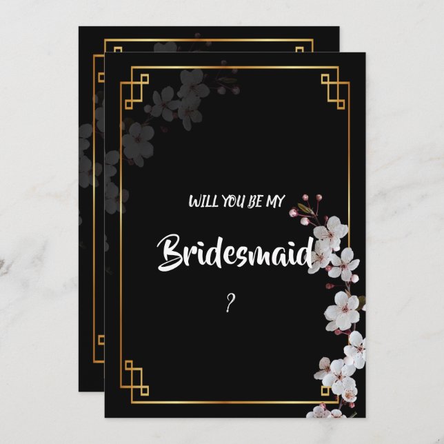 Convites White Cherry Blossoms &Frame Bridesmaid (Frente/Verso)