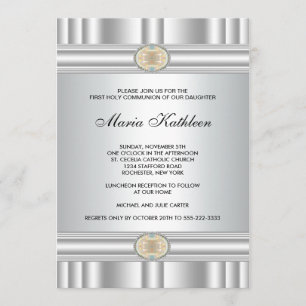Convites White Cross Girls Elegante Dourada Primeira Comunh