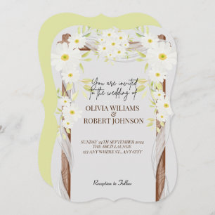 Convites White Daisies alegre Floral Simples Watercolor