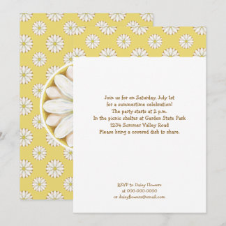 Convites White Daisies no Picnic de Verão Amarelo Ouro